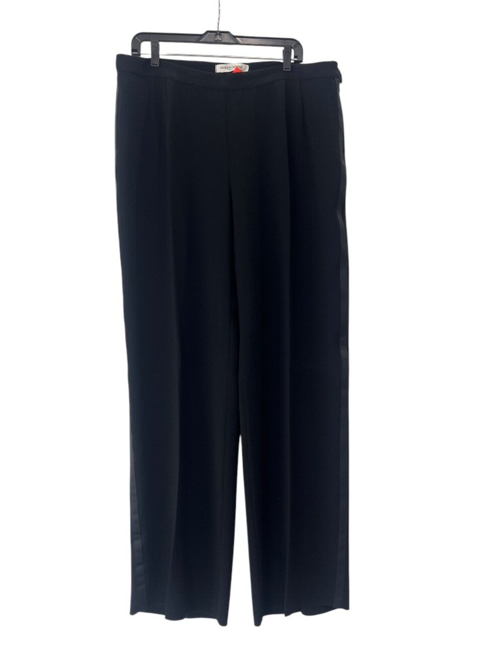 $45 Marina Rinaldi Black Trouser Satin Side Stripe Giacca Pants size 27/18